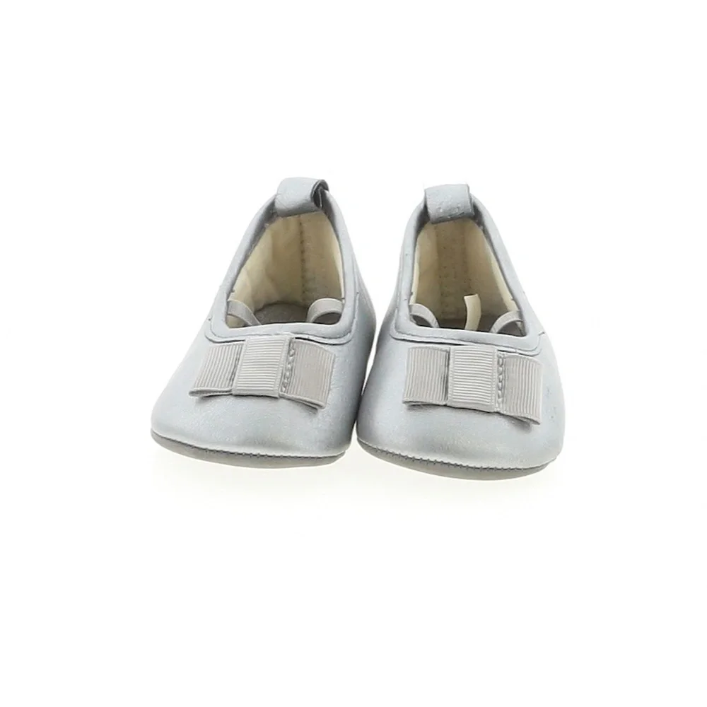 Carter's Ballerina Slippers Silver with Pink Bow Size 2
